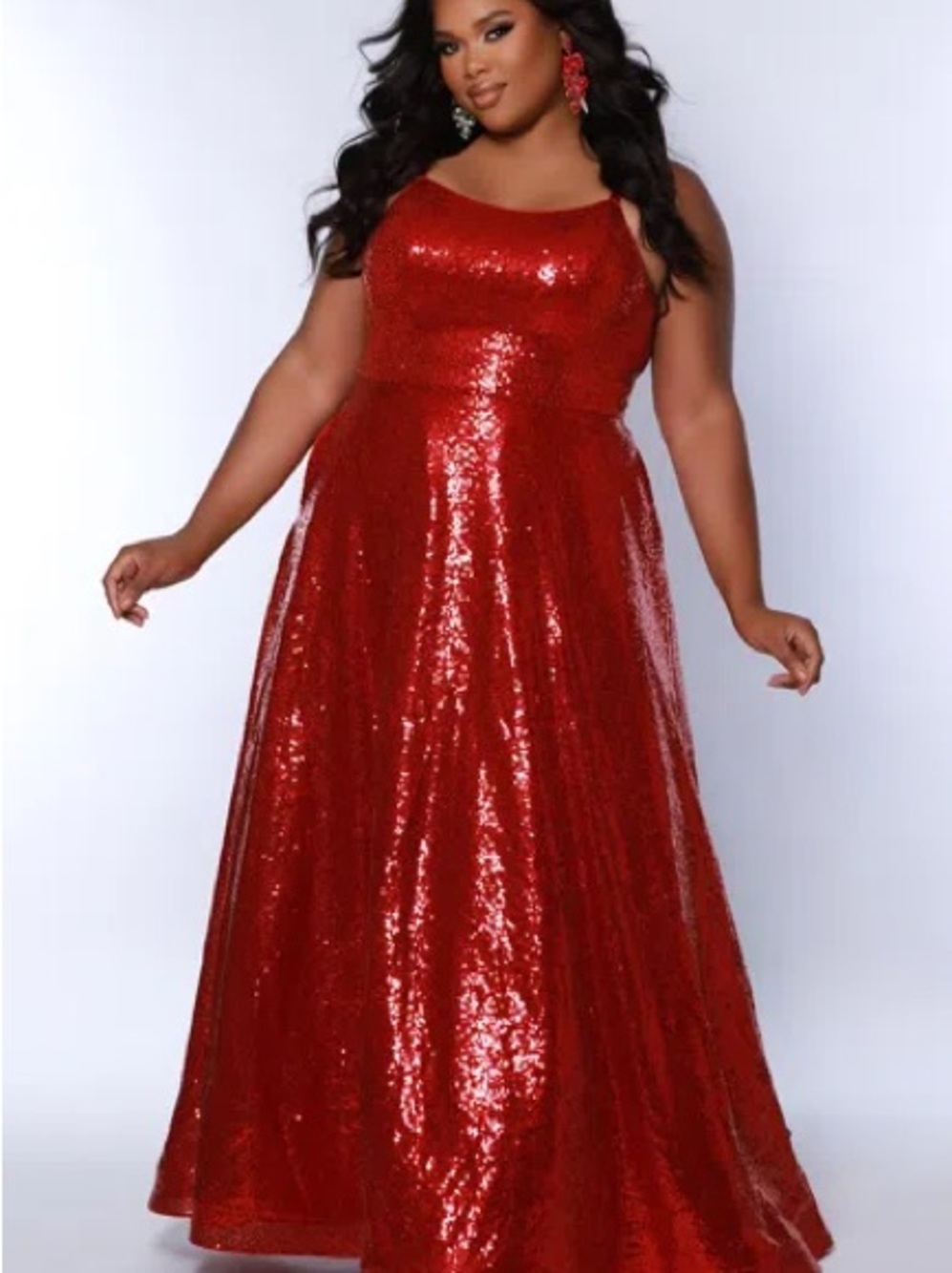 Sydney’s Closet size 26 Red Sequin Plus-Size Evening Gown NWT